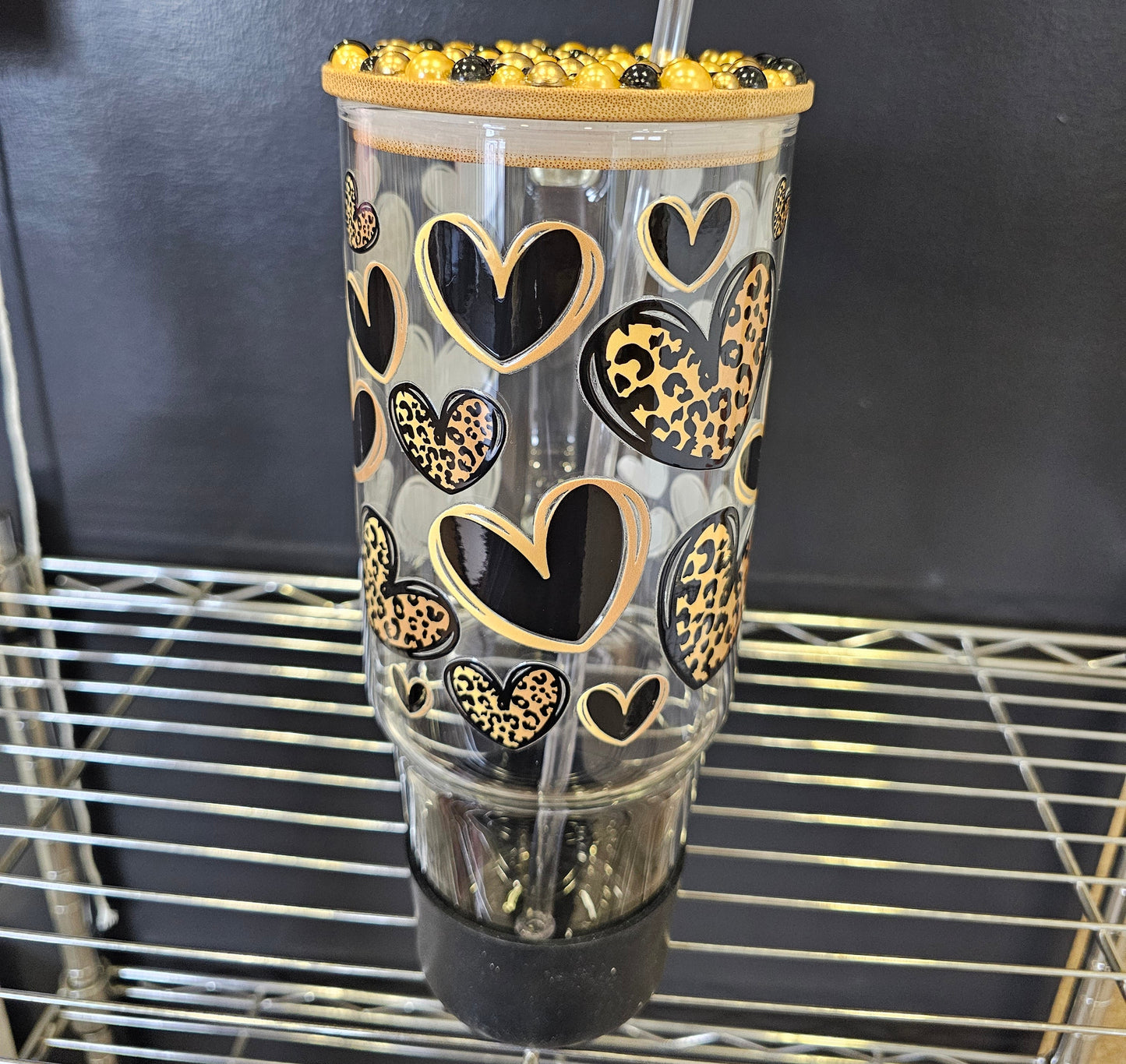 Black and Gold Leopard Hearts