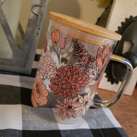 Floral Glass Coffee Mug