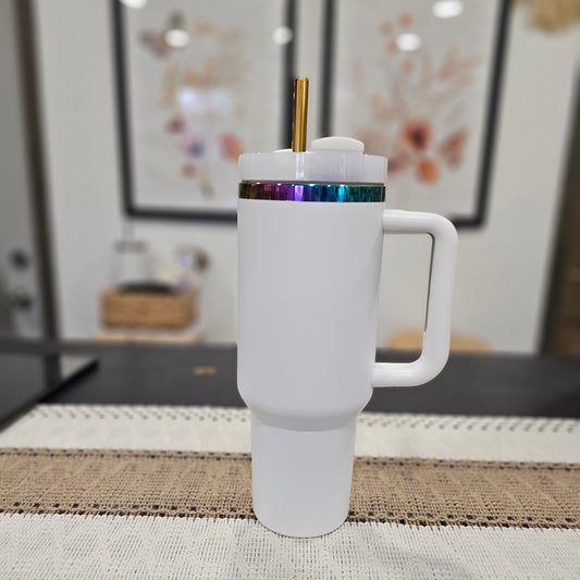 White Rainbow Stainless Steel Tumbler