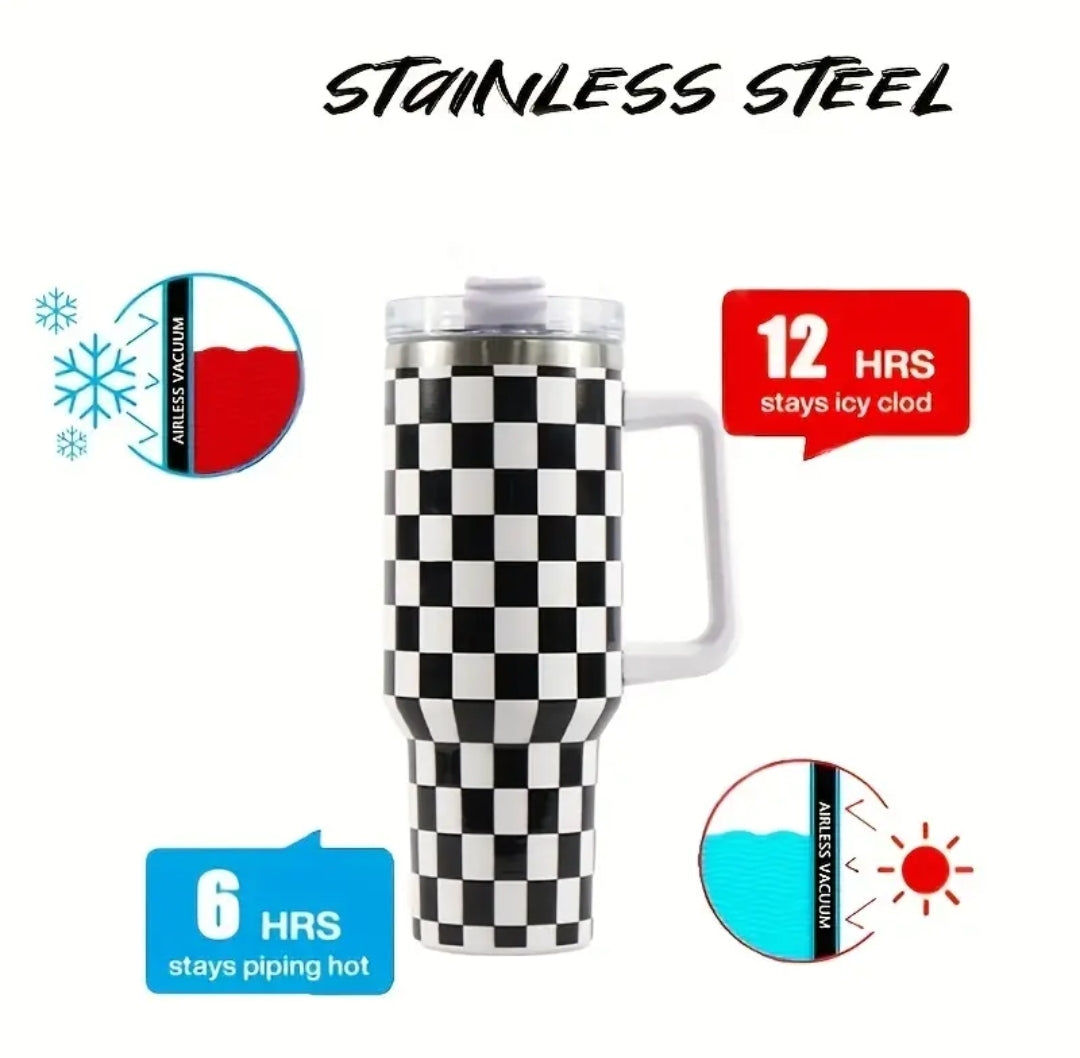 Checkered Stainless Steel Tumbler – The She Garage