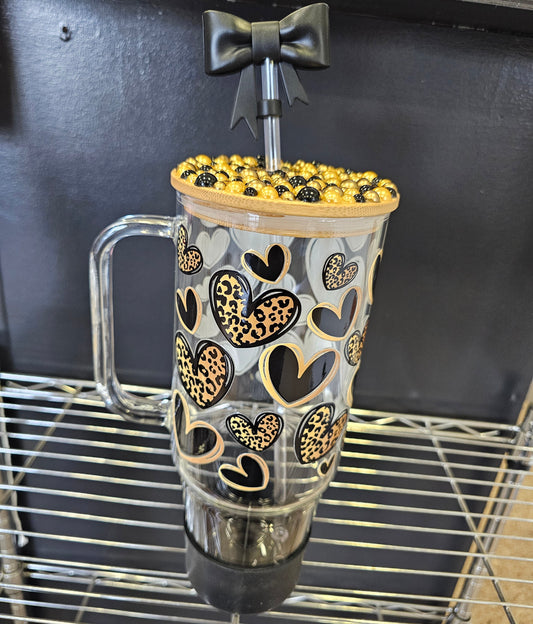 Black and Gold Leopard Hearts