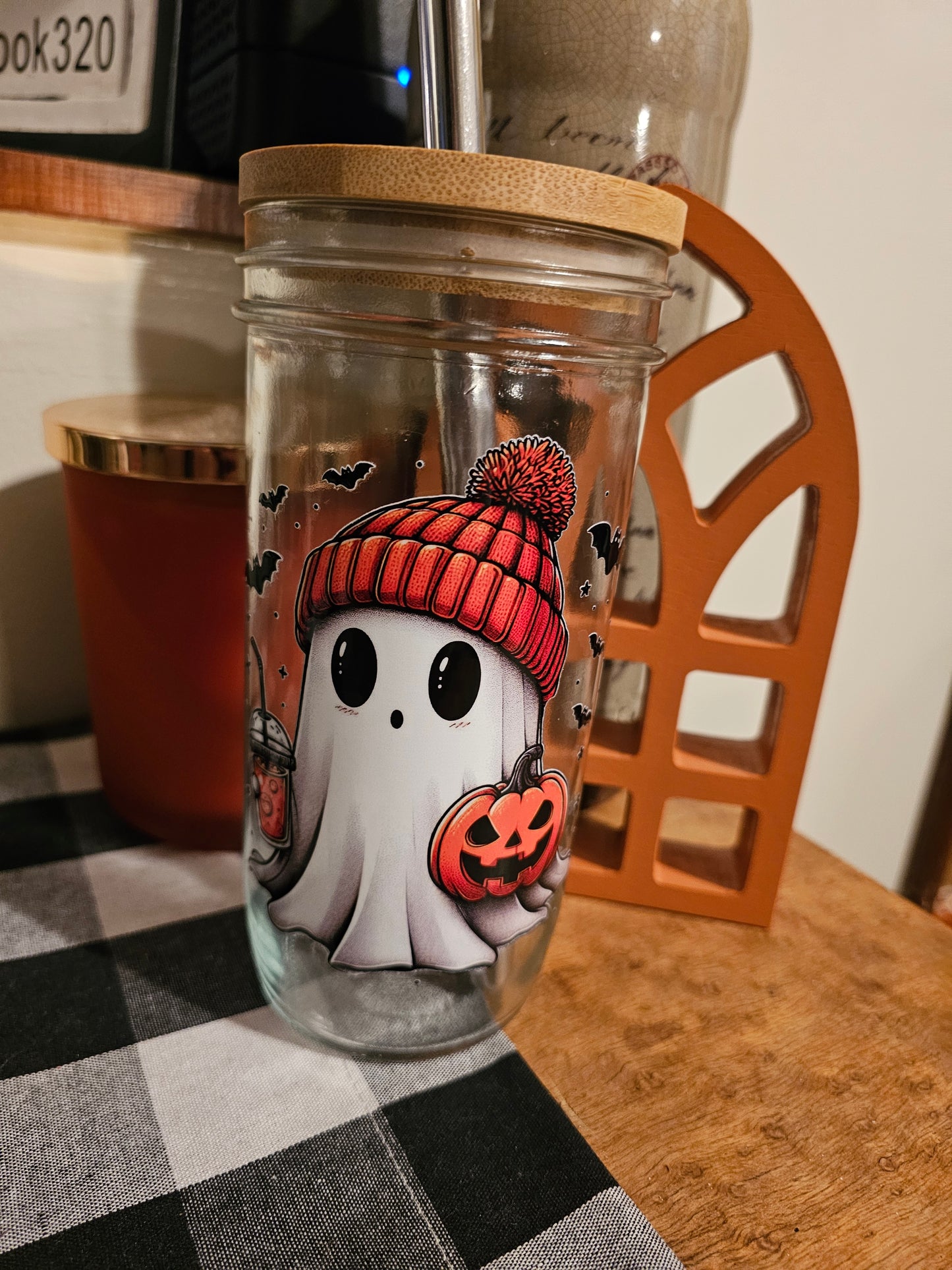 24oz Halloween Glass Tumbler